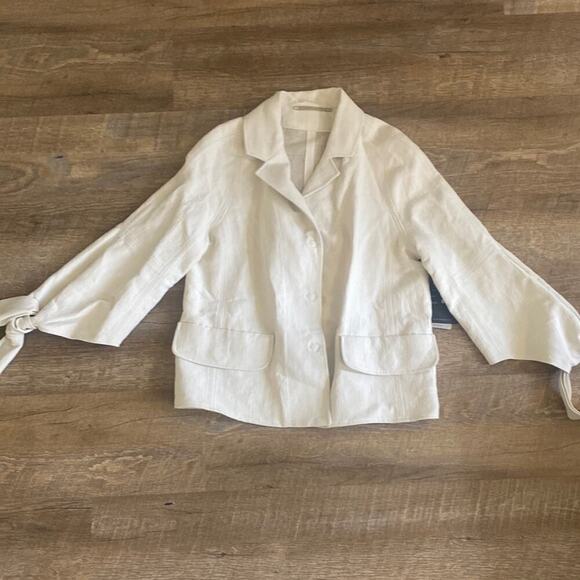 NWT Annette Gortz Luxury Women's Cream Colored Linen Jacket Size Small - Picture 1 of 7
